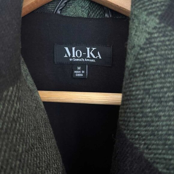 Mo-Ka Santa Fe Apparel Women Tie Waist Plaid Trench Jacket Green M Stitch Fix - Picture 3 of 3